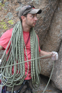 Norm flaking rope in Vedauwoo, WY.