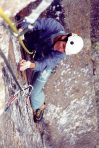 Jim Lawyer on P3 (5.10b) of Morning Star (5.10d).