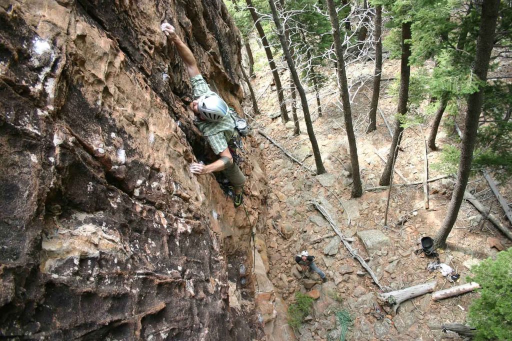 Dave Montgomery on FA of Welcome to Staunton 12c - photo by Amanda Peterson