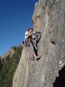 Tod Anderson, drilling at the Chicken Ranch, Devil's Head Rock Climbing