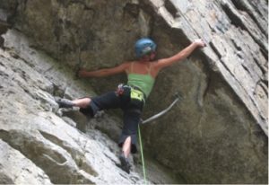 Whitney Moss, reaching for hope on the crux of Disorientation 101 (5.11)