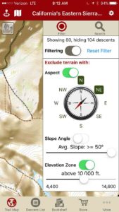 Best of all: Search for terrain, or Filter based on critical information factors (like those presented in an avalanche advisory).