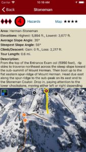 Descent details with useful topo images.