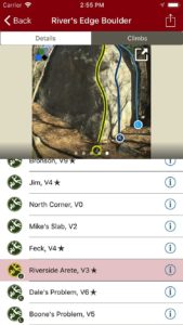 Tap on a climb name, see where it’s located on the image. Tap on a climb badge in the image, discover what climb it is. So nice…