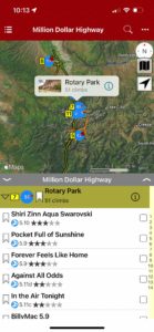 Map view with climb list