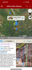 Map view with climb details